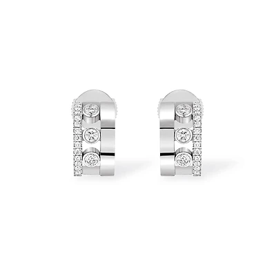 Move Romane Mini White Gold and Diamond Hoop Earrings