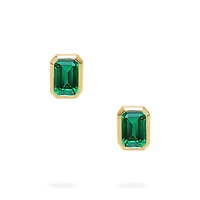 Yellow Gold Emerald Stud Earrings