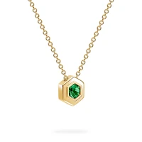 Yellow Gold Birthstone Pendant, Emerald
