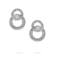 Silver Double Pleated Earrings