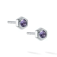 Amethyst and Silver Stud Earrings