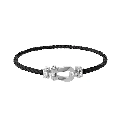 Force 10 Medium White Gold and Diamond Pavé Cable Bracelet