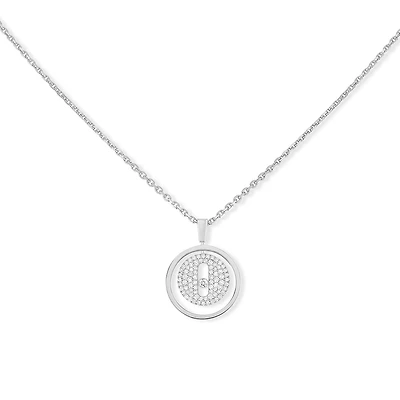 Lucky Move Small White Gold and Diamond Pavé Pendant