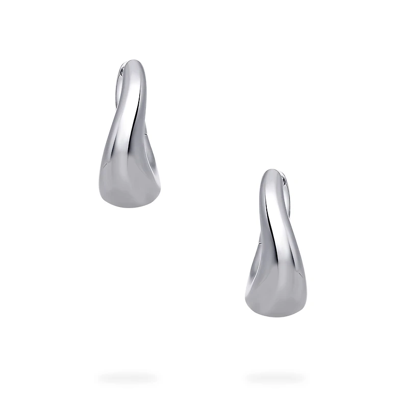 Sterling Silver 18 mm Curved Earrings