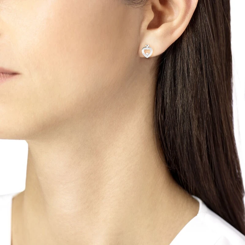 Pretty Woman Extra Small White Gold and Diamond Heart Single Stud Earring