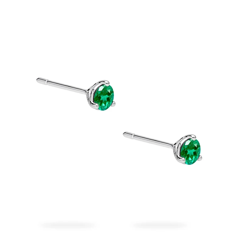 White Gold Emerald Stud Earrings