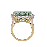 Green Amethyst Ring in Yellow Gold