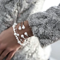 Freshwater Pearl and Stud Silver Bracelet
