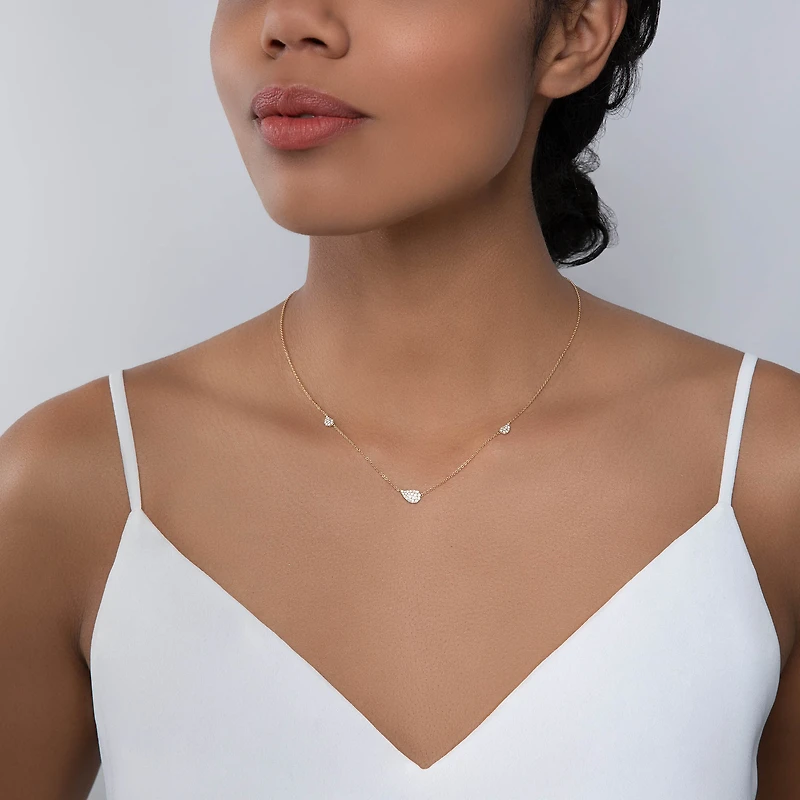Yellow Gold and Diamond Station Necklace