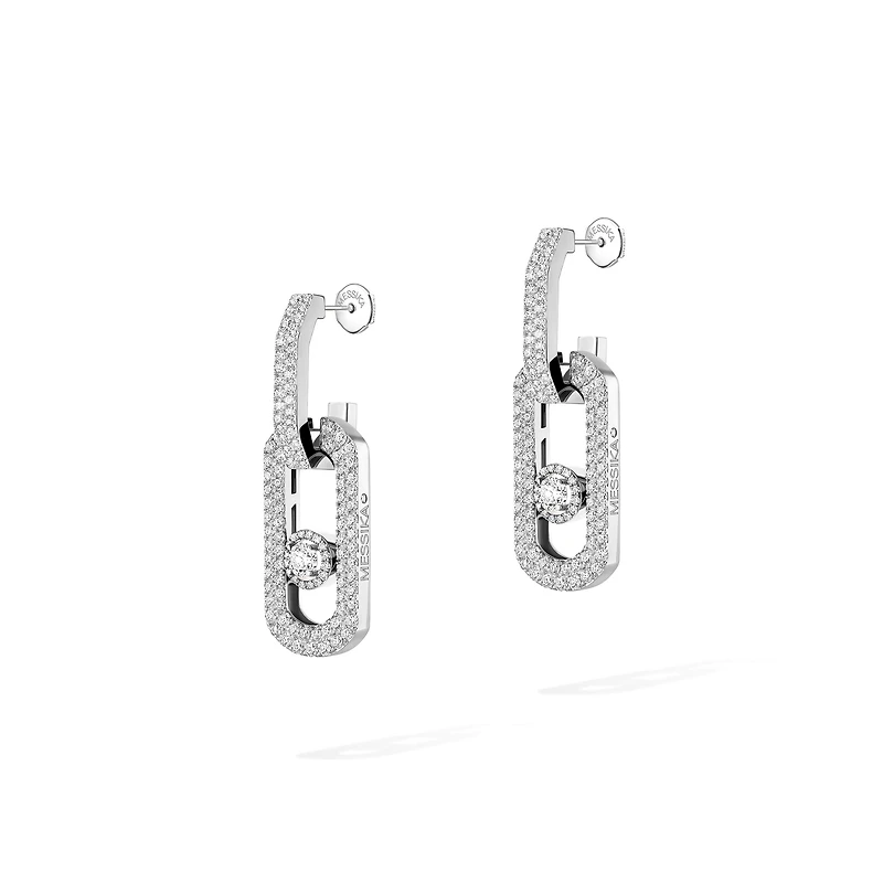 So Move XL White Gold and Diamond Pavé Drop Earrings