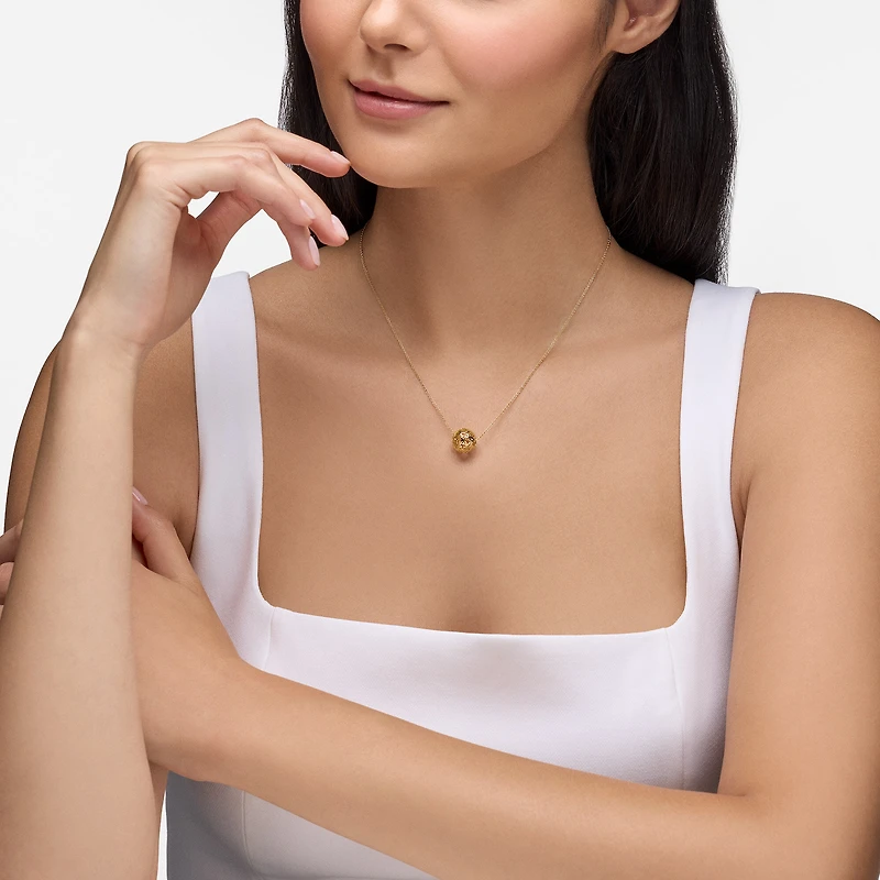 Yellow Gold Mesh Ball Necklace