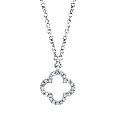 Clover White Gold and Diamond Pavé Pendant
