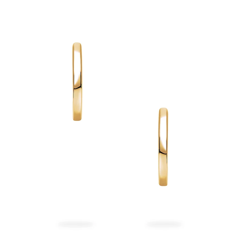 Yellow Gold Huggie Earrings, 18 mm