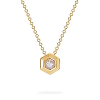 Yellow Gold Birthstone Pendant, White Quartz