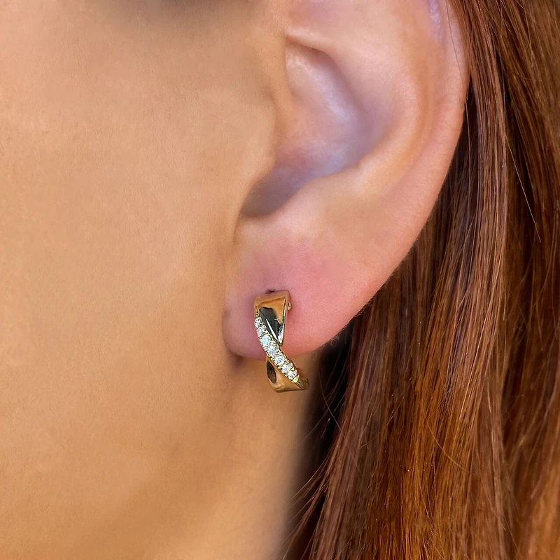 Kate Yellow Gold and Diamond Pavé Hoop Earring
