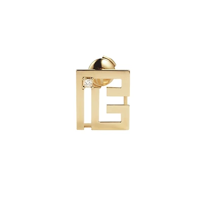 Labyrinth PB Yellow Gold and Diamond Single Stud Earring