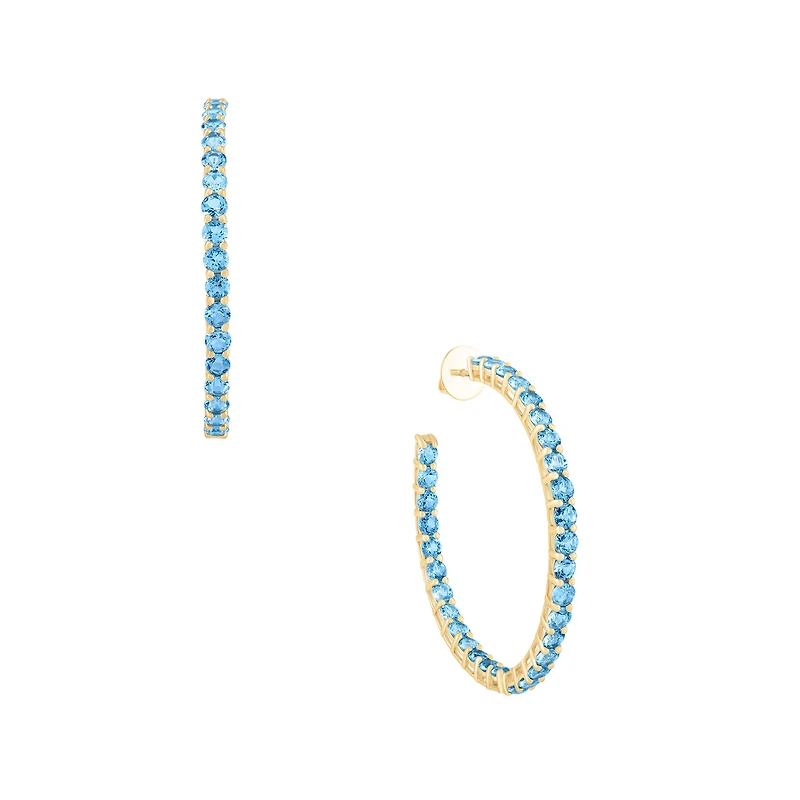 Topaz Prong Set Hoop Earrings