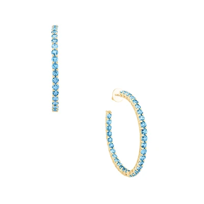 Topaz Prong Set Hoop Earrings
