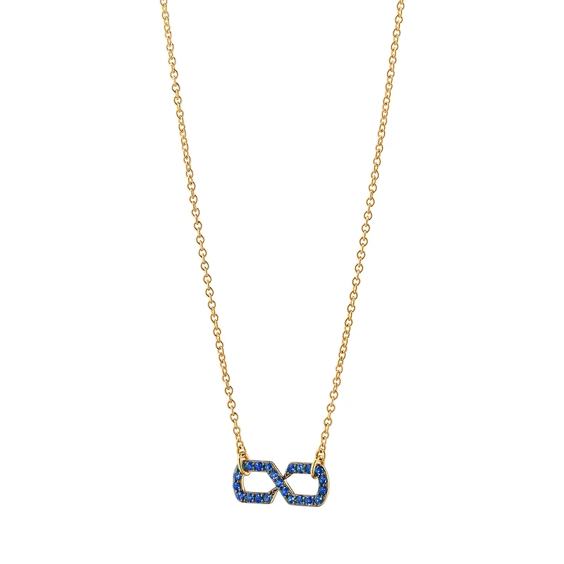 Infinite & Boundless Yellow Gold and Blue Sapphire Infinity Necklace