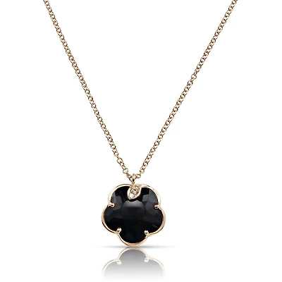 Petit Joli Rose Gold, Onyx and Diamond Pendant