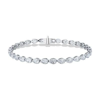 Diamond pear cut line bracelet in white gold