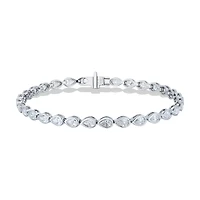 Diamond pear cut line bracelet in white gold