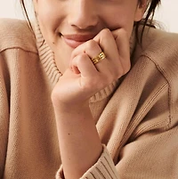 Pulse Medium Yellow Gold and Diamond Ring