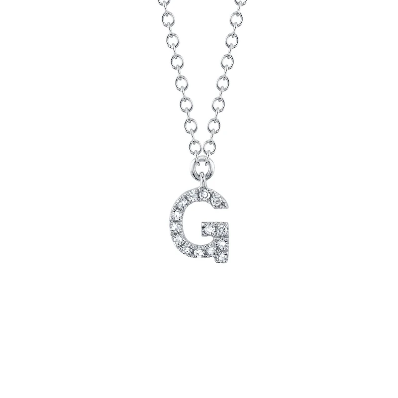 Initials White Gold and Diamond Pavé Letter Necklace