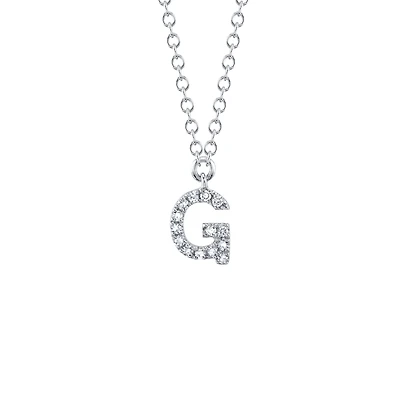 Initials White Gold and Diamond Pavé Letter Necklace