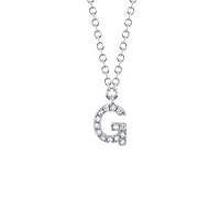 Initials White Gold and Diamond Pavé Letter Necklace