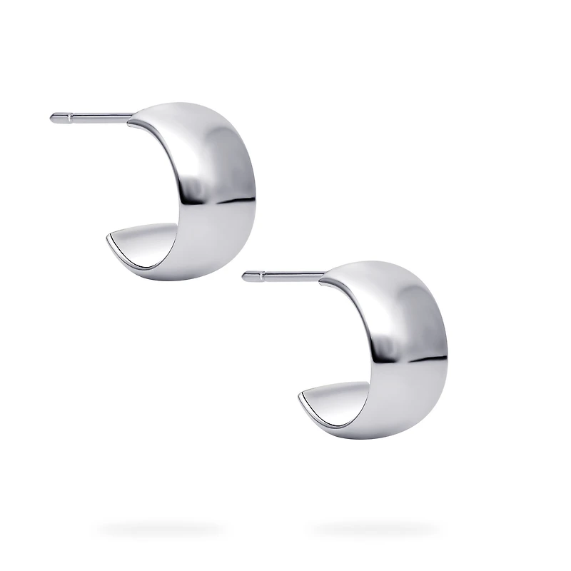 Sterling Silver 13 × 7 mm Hoop Earrings