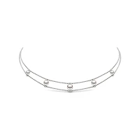 Trend White Gold Pearl and Diamond choker Necklace