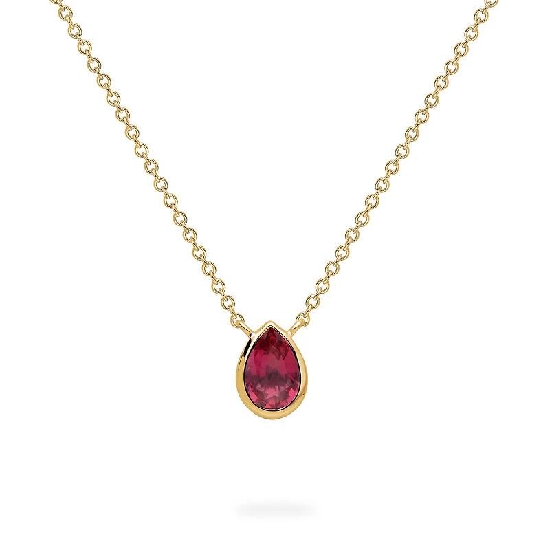 Yellow Gold Ruby Pendant Necklace