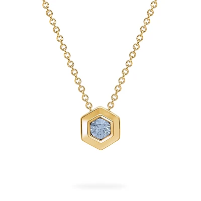 Yellow Gold Birthstone Pendant, Aquamarine