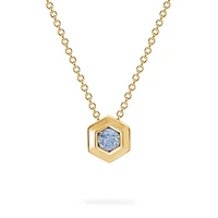 Yellow Gold Birthstone Pendant, Aquamarine
