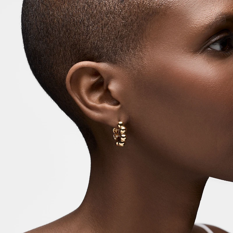 Yellow Gold Beaded Hoops