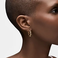 Yellow Gold Beaded Hoops