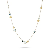 Jaipur Colour Yellow Gold and Blue Topaz Necklace