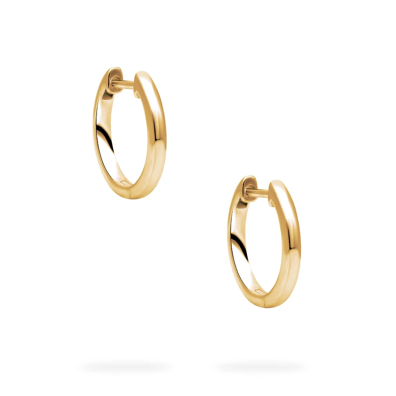 Yellow Gold Huggie Earrings, 15 mm