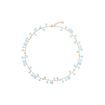Paradise Yellow Gold and Aquamarine Necklace