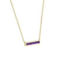 Amethyst Horizontal Bar Necklace in Yellow Gold