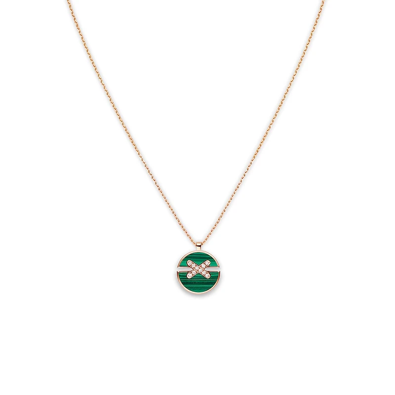 Jeux De Liens Harmony Medium Rose Gold, Malachite and Diamond Pendant
