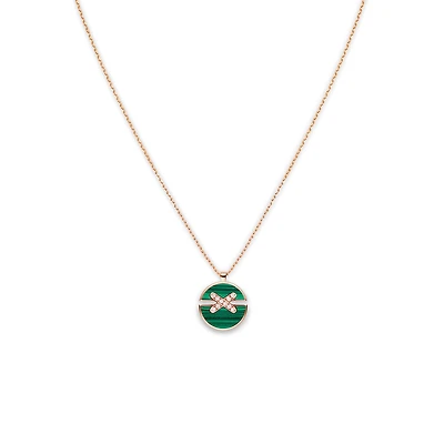 Jeux De Liens Harmony Medium Rose Gold, Malachite and Diamond Pendant