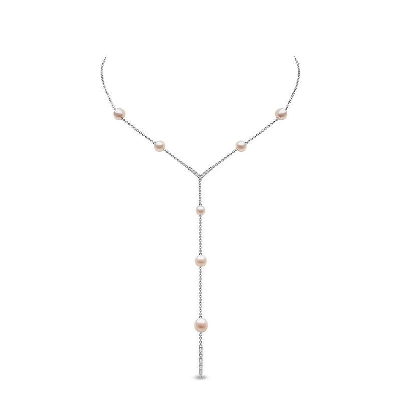 Trend White Gold Pearl and Diamond Necklace
