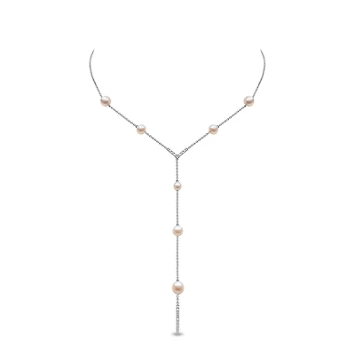 Trend White Gold Pearl and Diamond Necklace