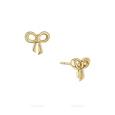 Yellow Gold Bow Stud Earrings for Kids