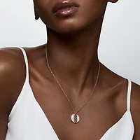 Mother-of-Pearl and Diamond Medallion Pendant Necklace, Medium (18 mm)