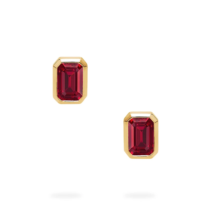 Yellow Gold Ruby Stud Earrings
