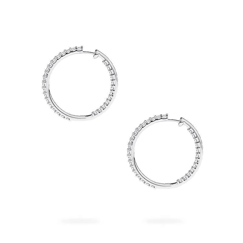 White Gold and Diamond Hoop Earrings