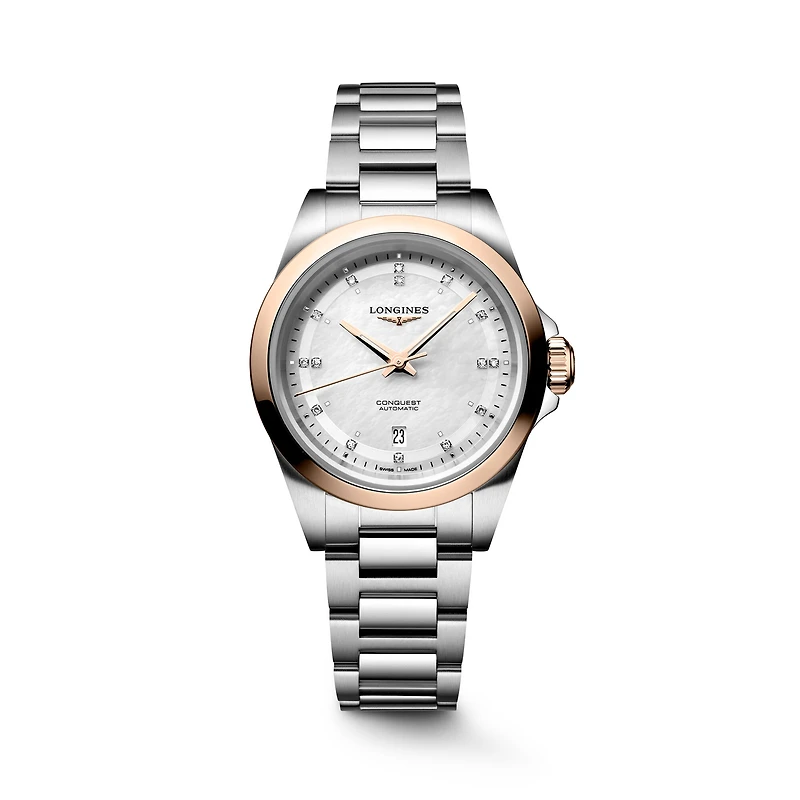 Conquest Automatic 30 mm Stainless Steel and Rose Gold Cap with Diamond